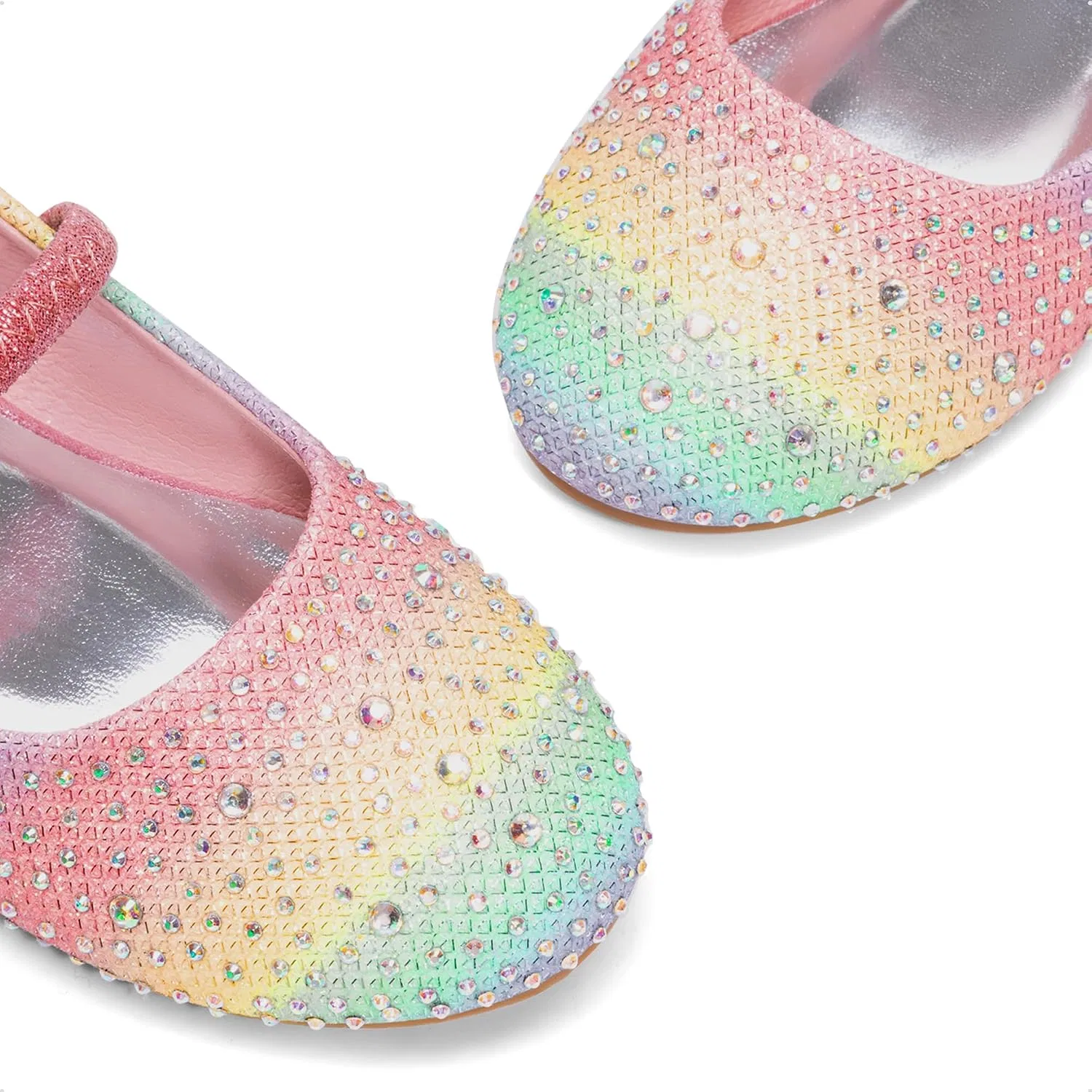 Детские балетки для девочек со стразами Mary Jane Flats DREAM PAIRS, Rainbow — фото 4