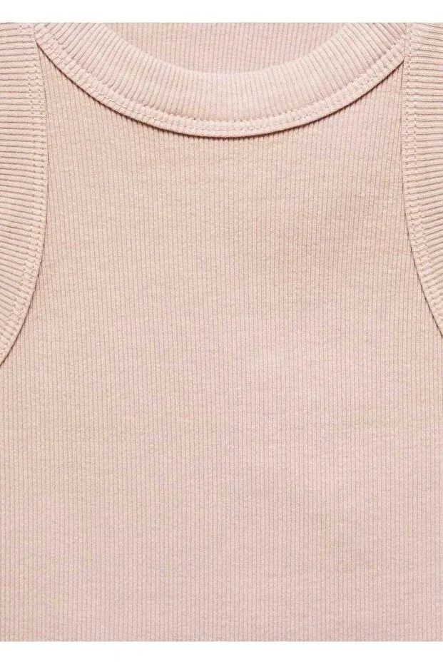 Детская майка на тонких бретелях для девочек коллекция Basics Mango Kids, Pink — фото 3