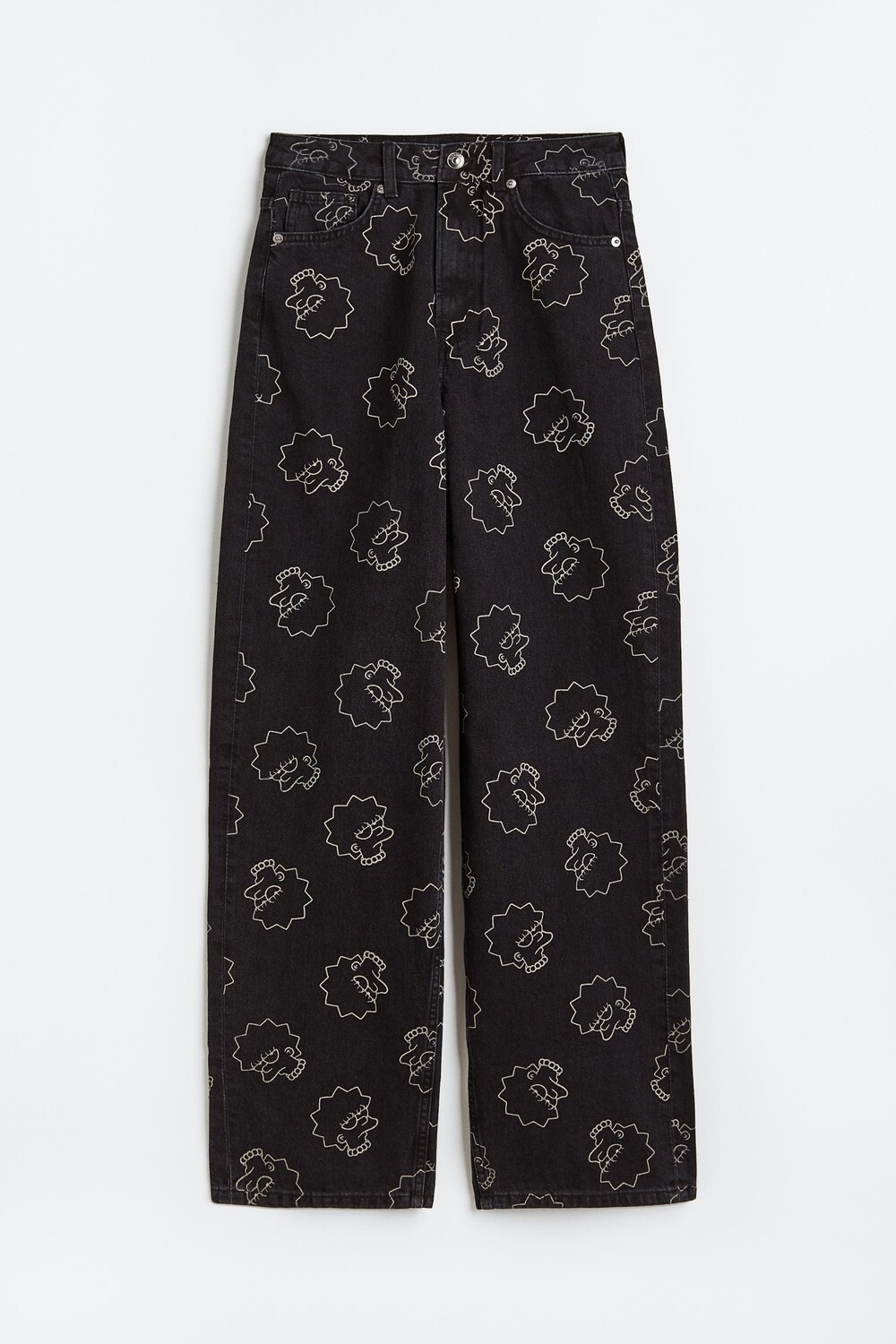 Джинсы H&M x The Simpsons Wide Regular, черный
