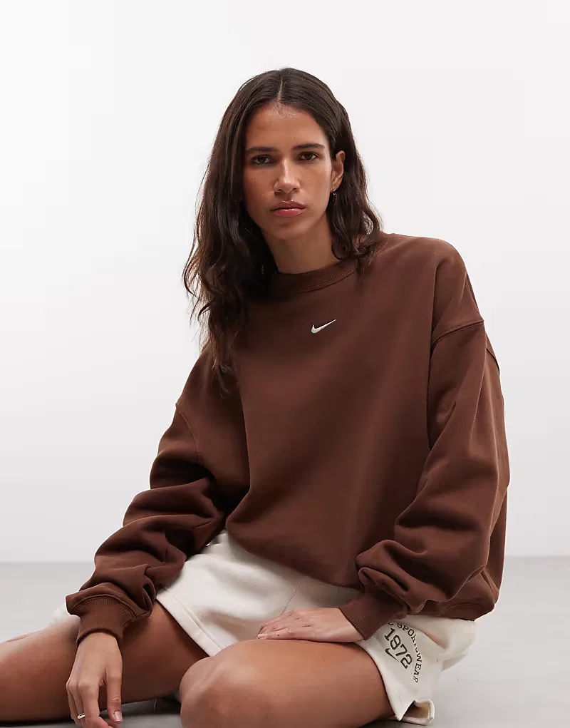 Флисовая куртка Nike Studio Fleece средней плотности, свободного кроя, коричневый — фото 2