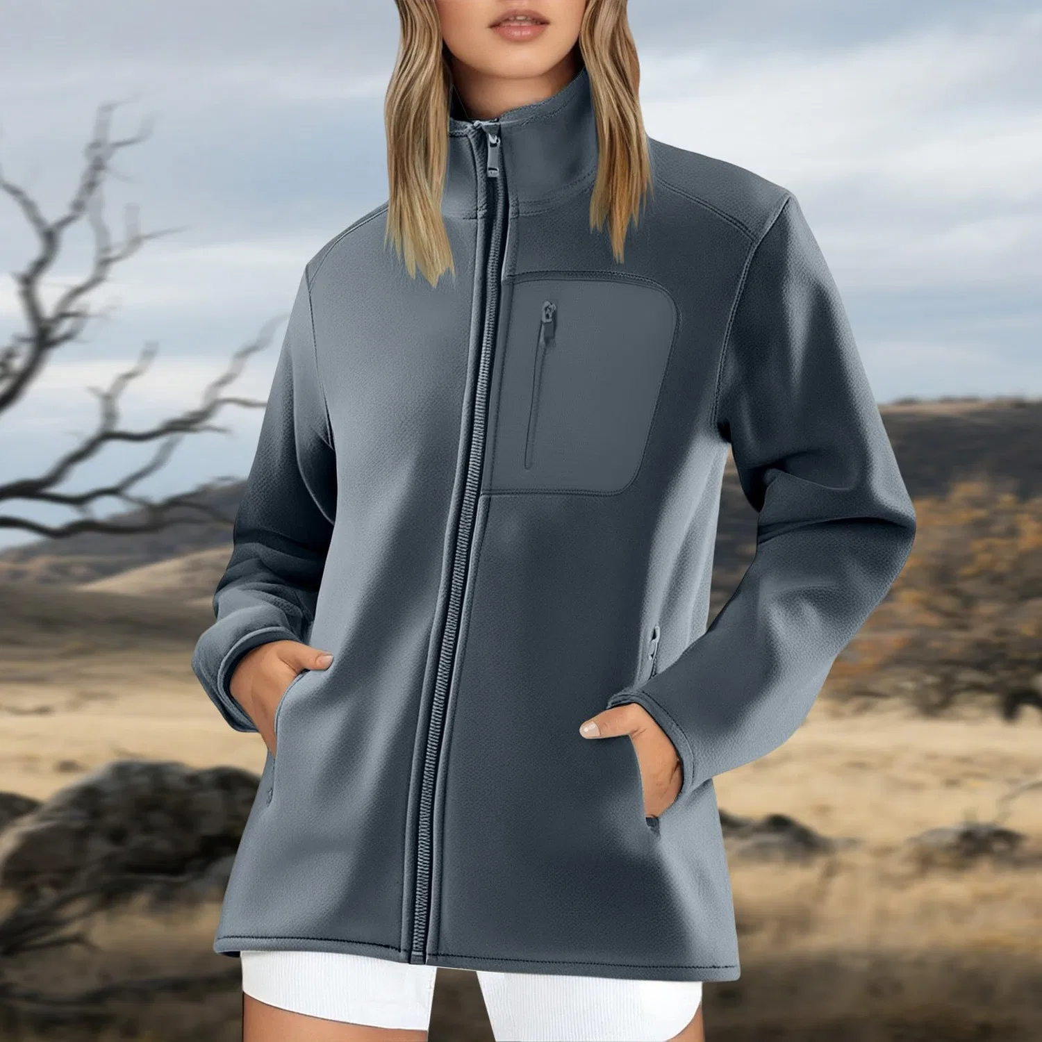 Мужская ветрозащитная утепленная куртка для активного отдыха, Grey-c — фото 3
