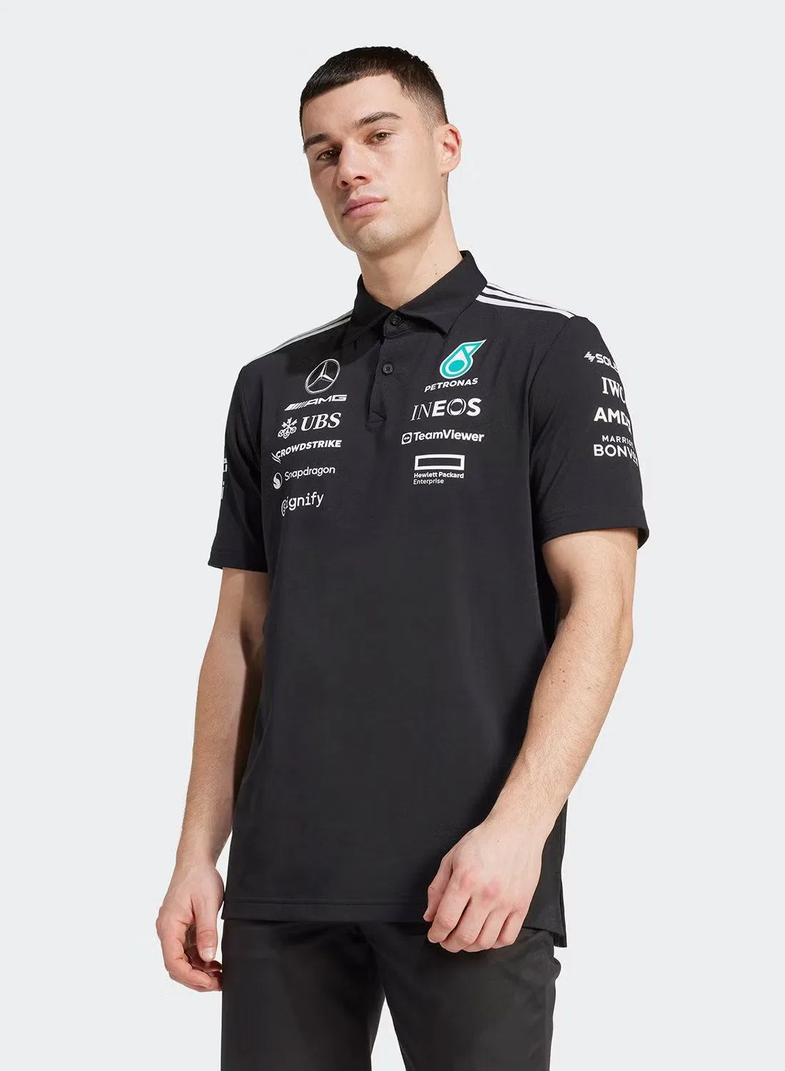 Поло с логотипом Mercedes - AMG Petronas Formula One Team Adidas, черный