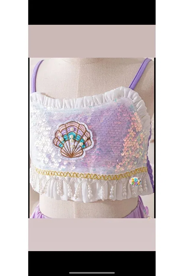 Детское для девочек боди-топ с принтом Mermaid bustier mermaid top design beaded birthday party wedding invitation top wear 3B Kids, Purple