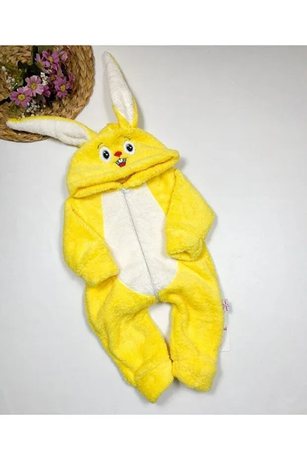 Детский комбинезон для девочек и мальчиков из флиса с капюшоном Aydınlar, Yellow