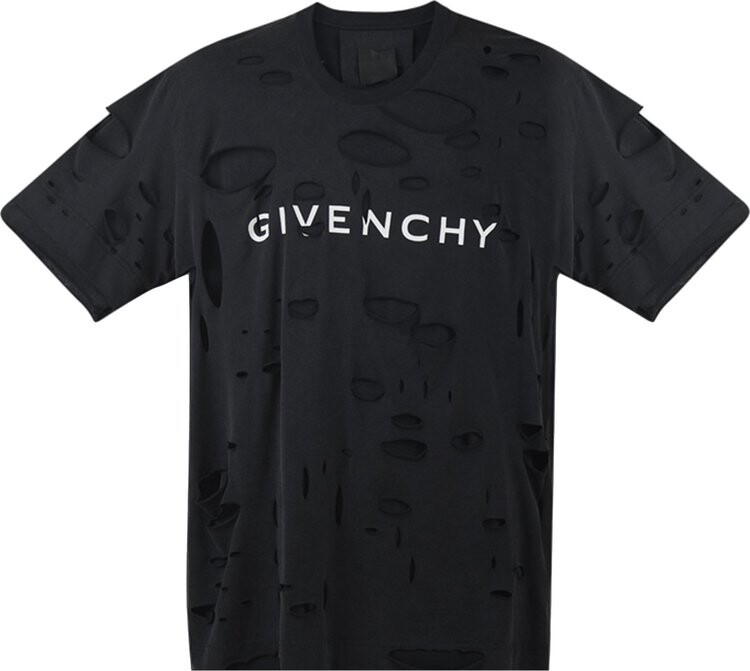 

Футболка Givenchy 2 Layers Classic Fit Hole T-Shirt 'Faded Black', черный