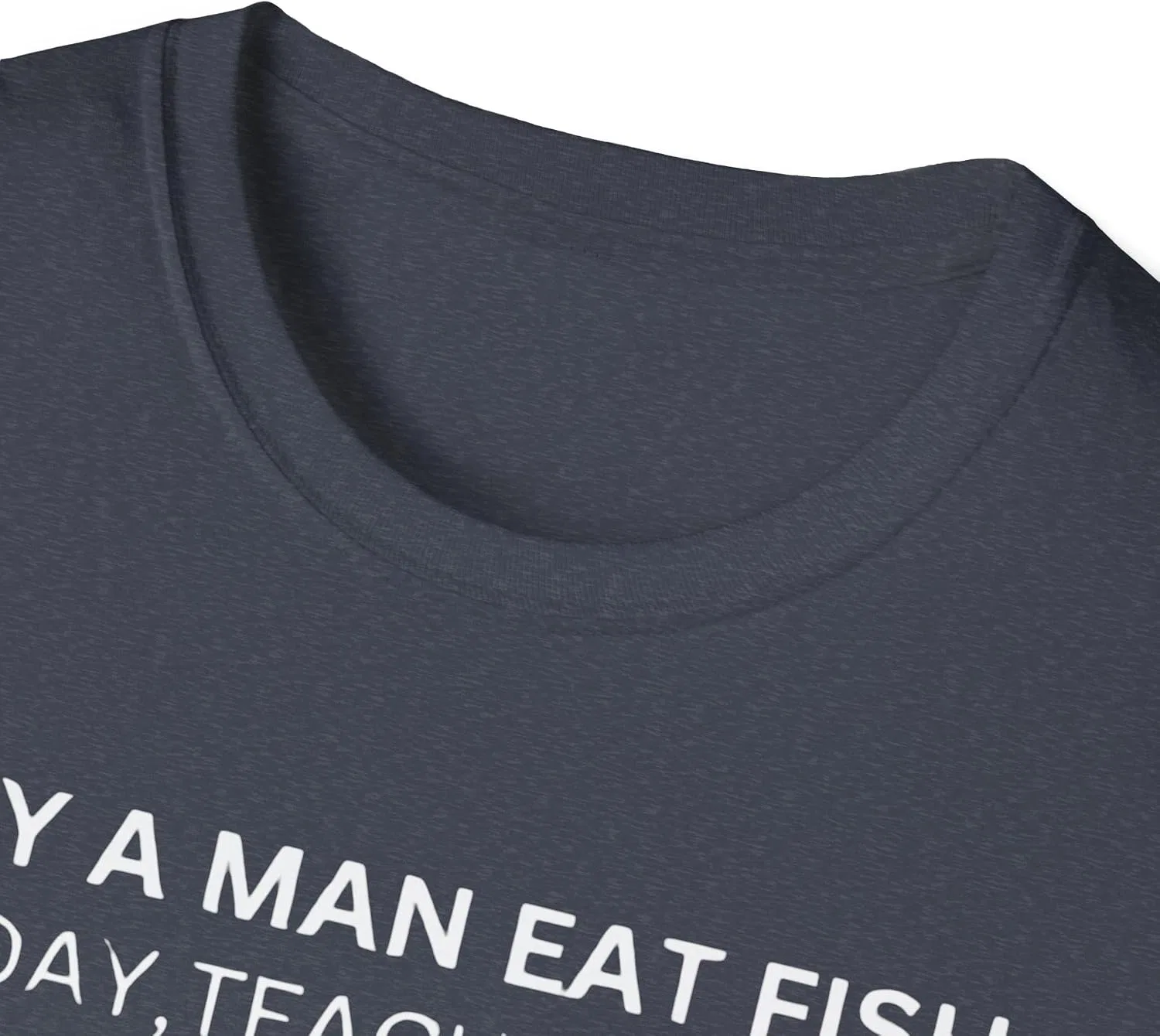 Мужская футболка с принтом Buy a Man Eat Fish, тёмно-синий меланж — фото 2