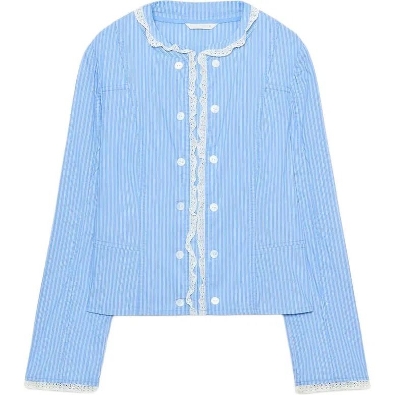 Женская рубашка с круглым вырезом Bright Blue ZARA, Bright Blue
