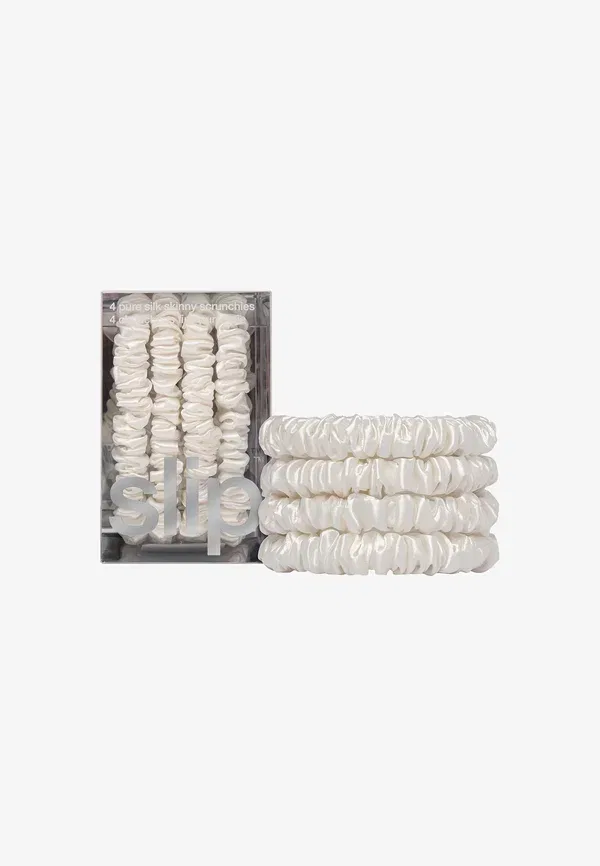 Набор резинок для волос из 4 шт Pure Silk Skinny Scrunchies Slip, White 27 г — фото 2
