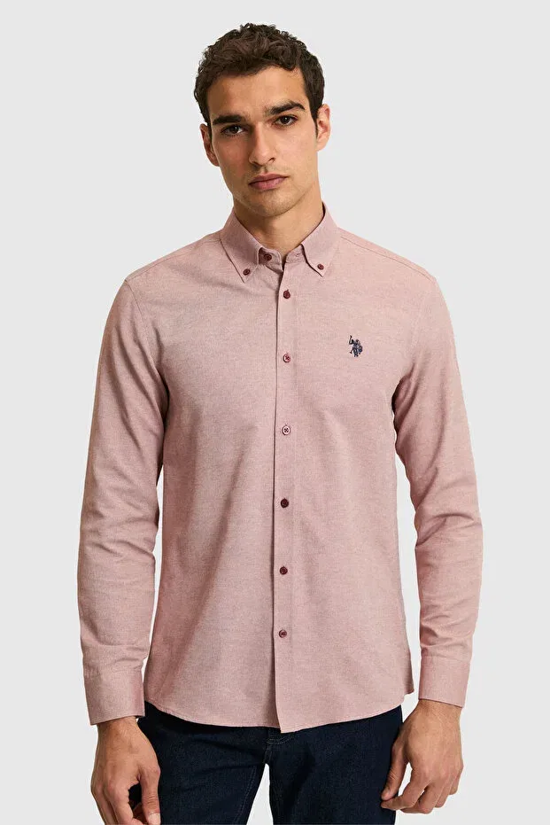 Мужская рубашка с длинным рукавом Basics U.S. Polo Assn., Cherry — фото 3