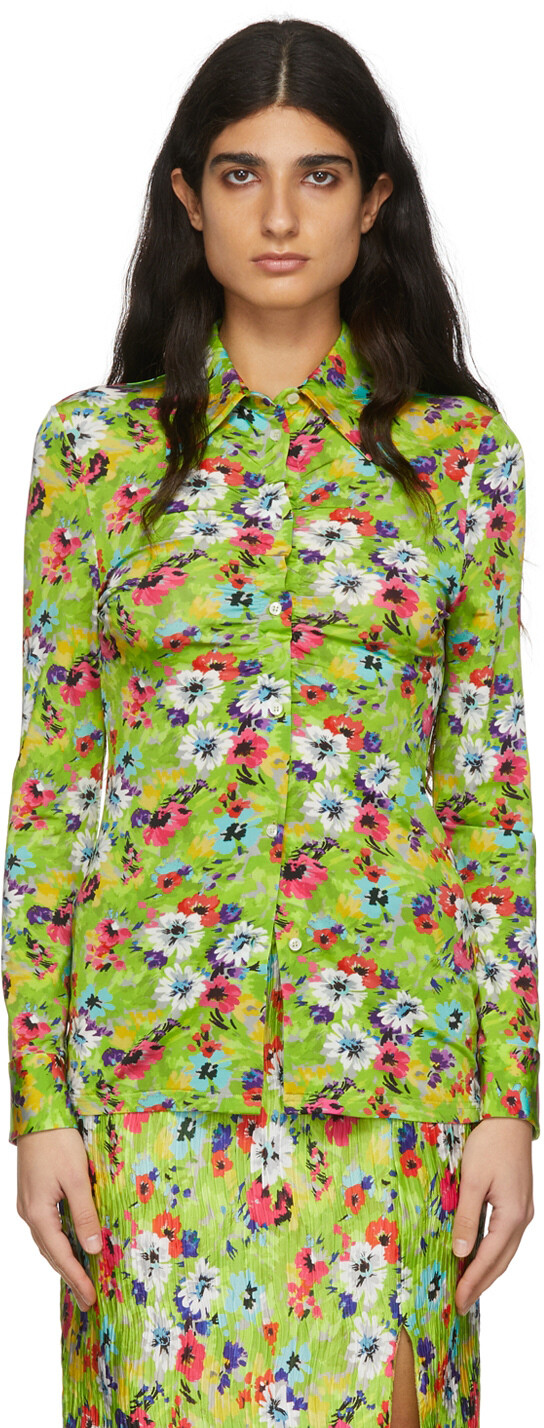 

Зеленая рубашка из вискозы MSGM