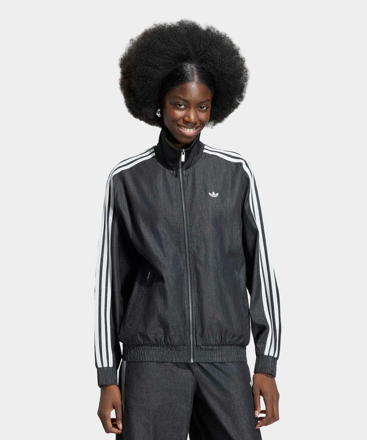 Женская куртка-трактор с капюшоном, свободного кроя, из хлопка, Firebird Track Top Adidas, Black