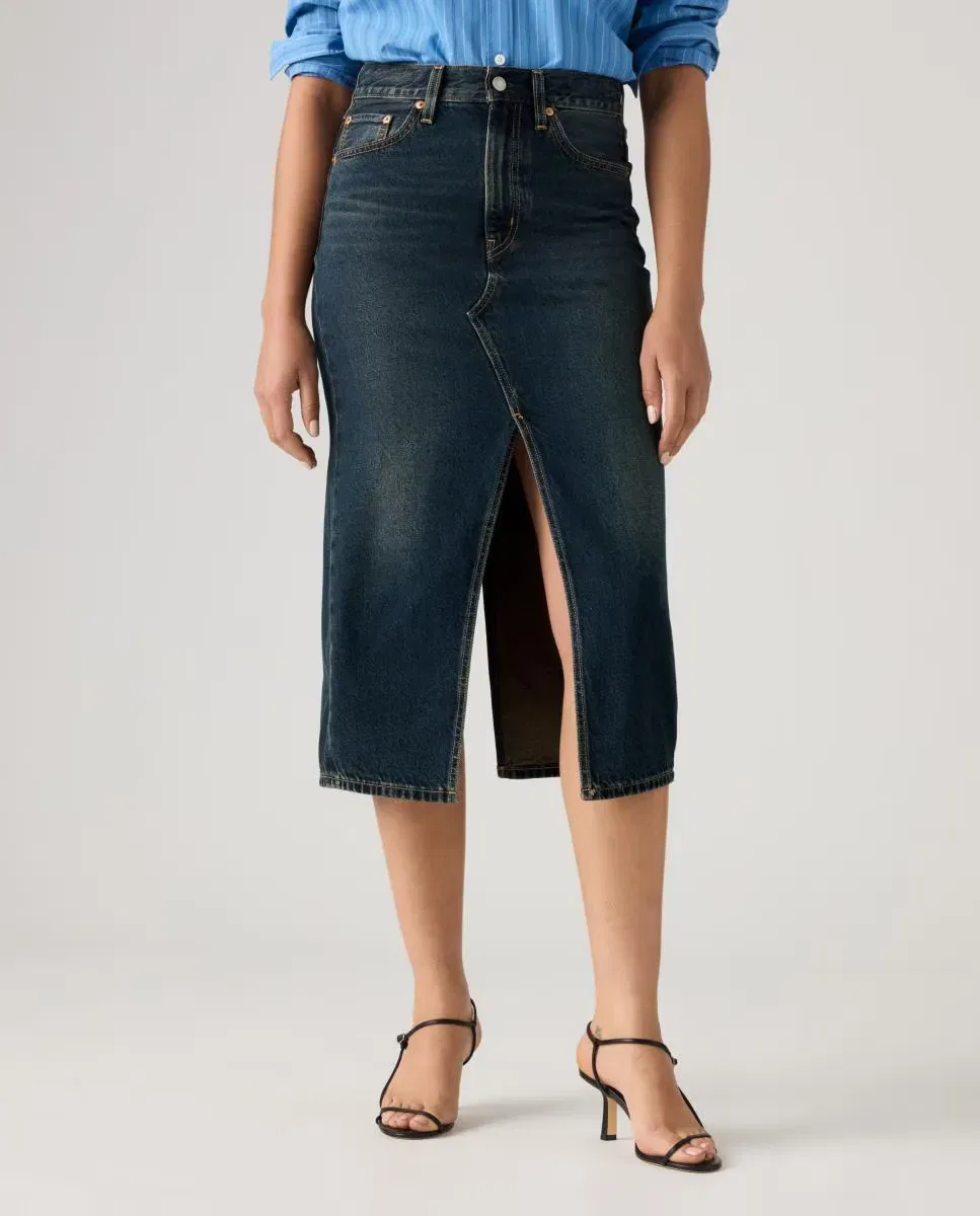 Женская джинсовая юбка-миди с разрезом Decon Slit Levi's, Azul Marino — фото 3