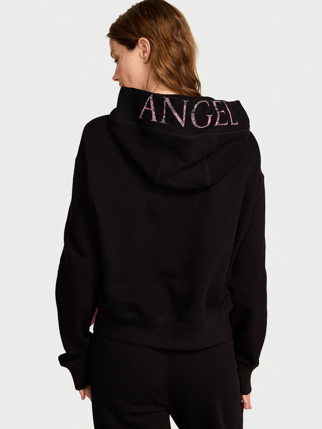 Худи Victoria's Secret Angel Essentials Popover Fleece Slit, черный — фото 3