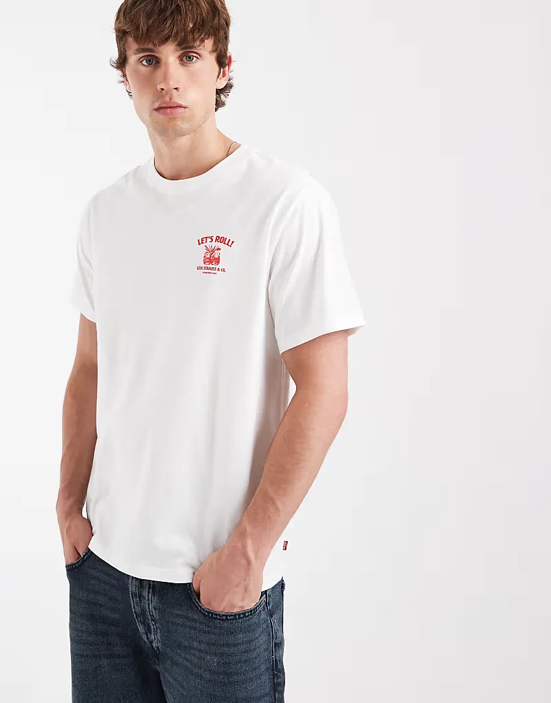Удобная футболка Levi's с графическим принтом на спине, белый — фото 2