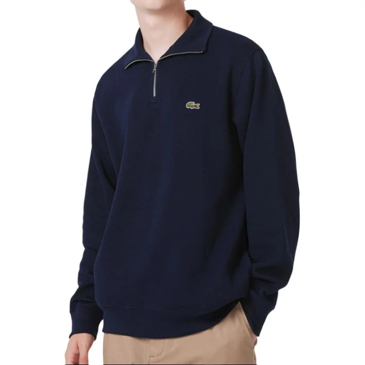 Свитшот с логотипом и высоким воротом LACOSTE, 166/темно-синий