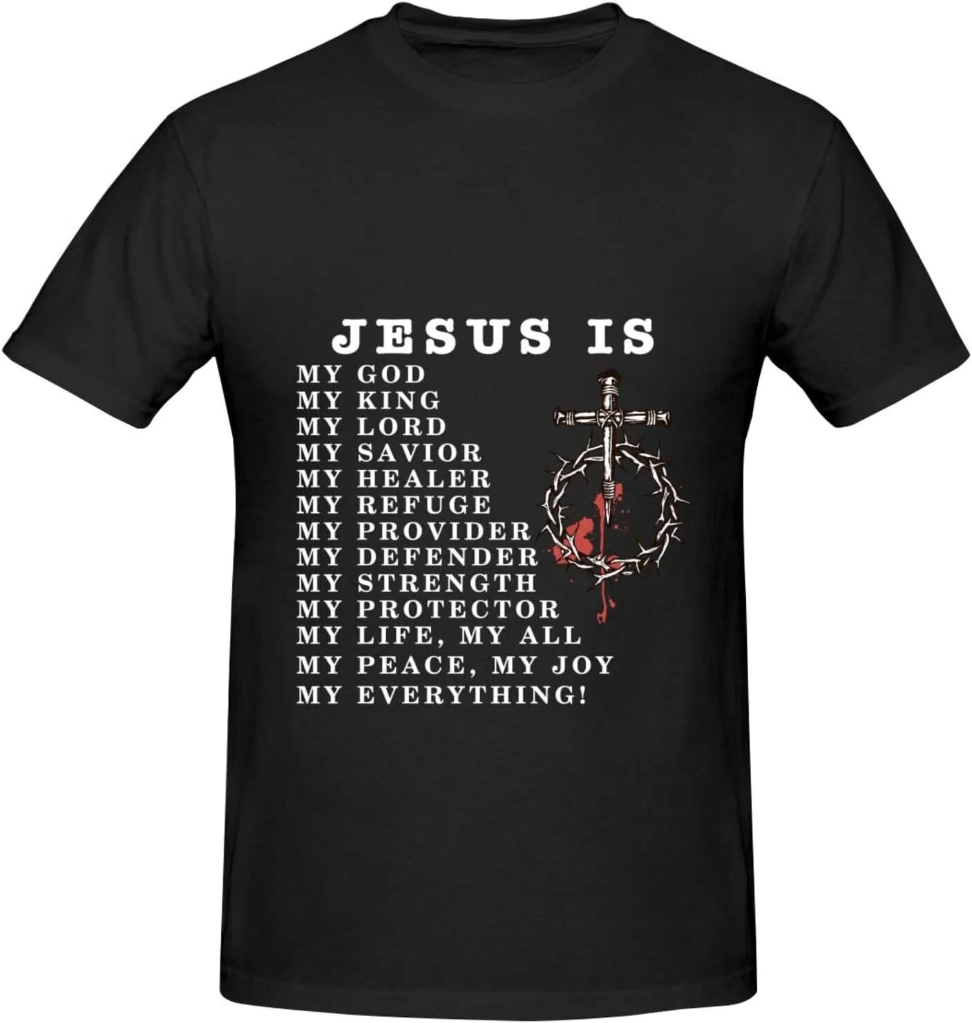Мужская футболка с принтом Letter Print, Jesus is My God My King My Lord Religion White