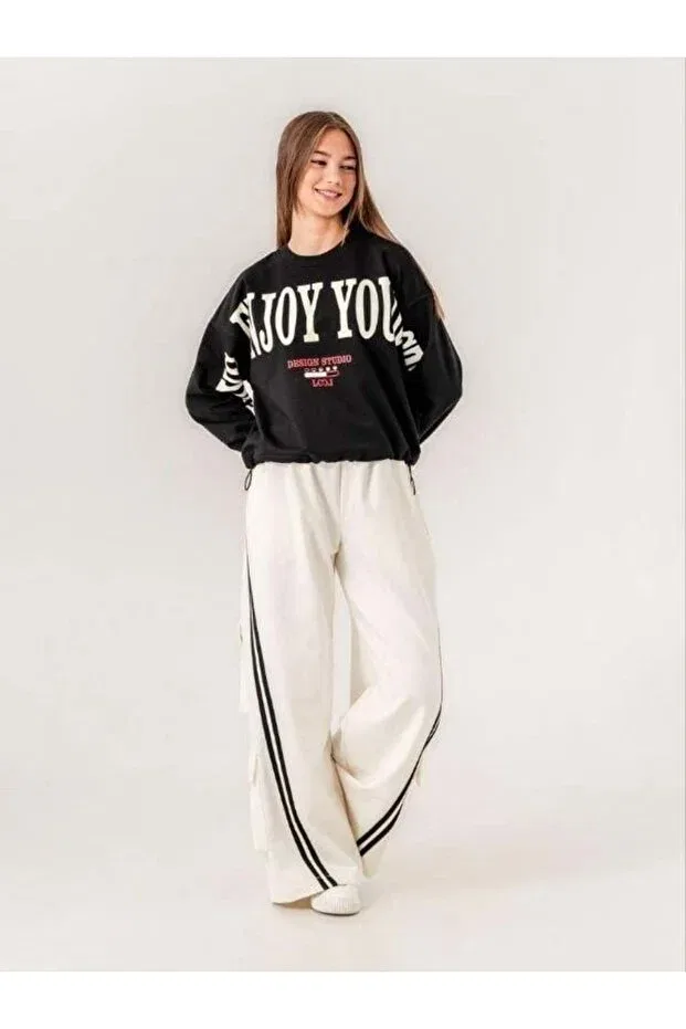 Детское худи для девочек с принтом Oversize Zekids, Black Ecrow