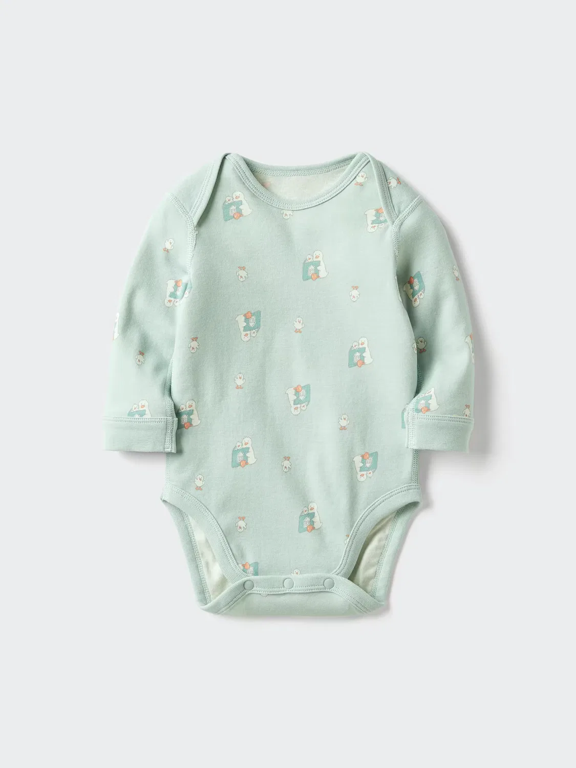 Боди с длинными рукавами и принтом Uniqlo, зеленый