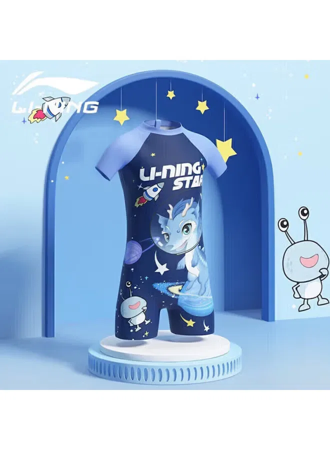 Купальник детский слитный с принтом 906 Li-Ning, синий