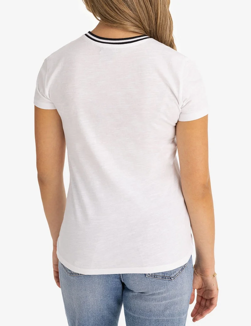 Женская футболка U.S. Polo Assn. Ringer Neck Trim , белый — фото 2