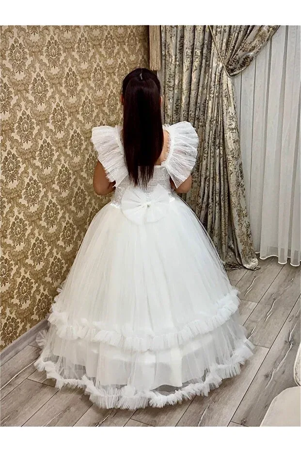 Детское платье для девочек кружевное Tuha Kids Design, White — фото 3