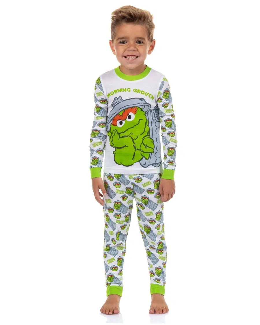 Пижамный комплект с длинным рукавом Oscar the Grouch Sesame Street, White