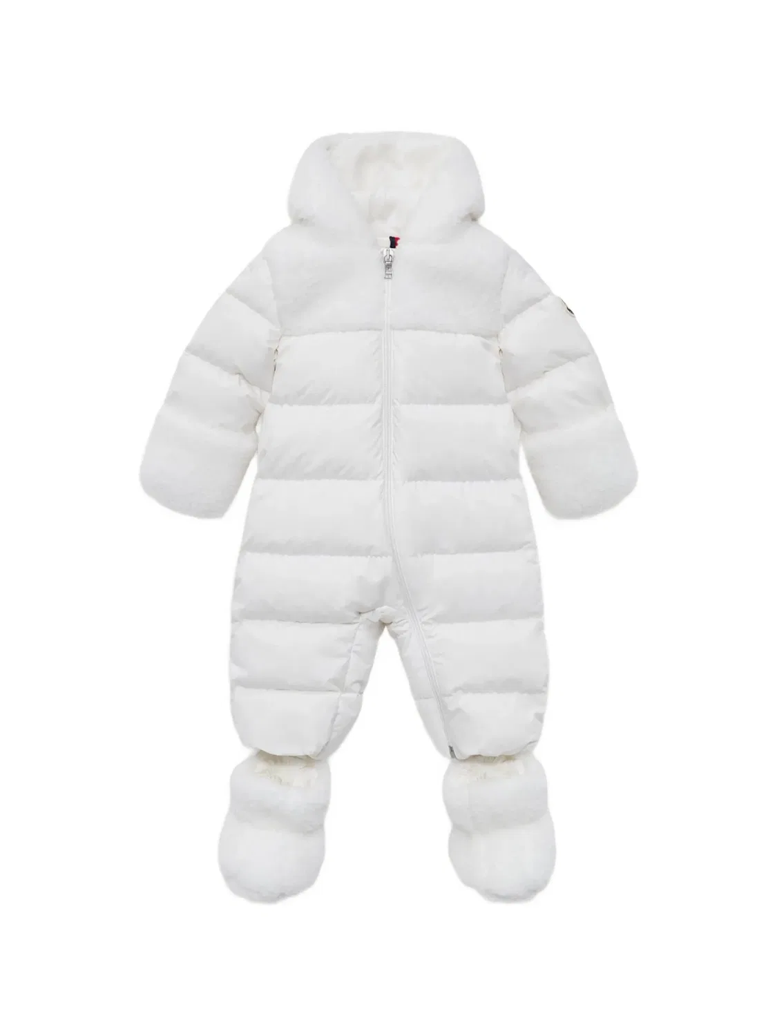 Дутый комбинезон из шерпы Moncler Enfant, белый