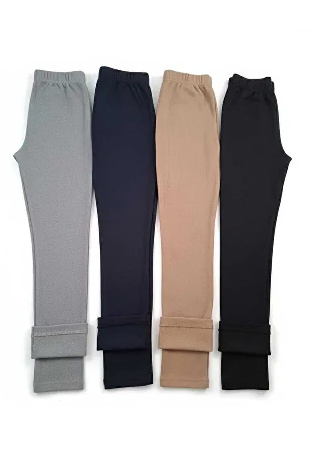 Детские леггинсы для девочек с начесом набор 4 шт Generic Brands, Black White Grey Brown — фото 4