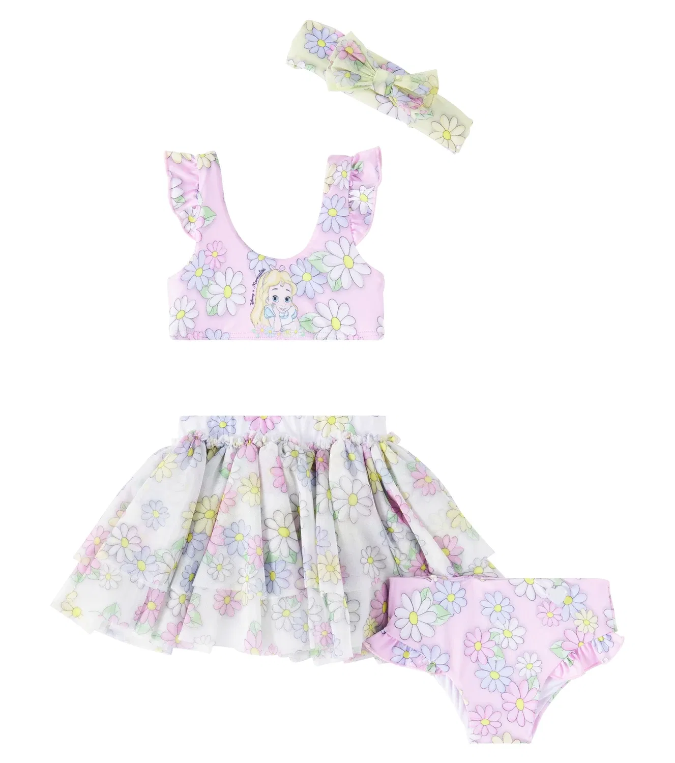 Комплект из юбки, бикини и повязки для волос Baby Daisy Monnalisa, розовый
