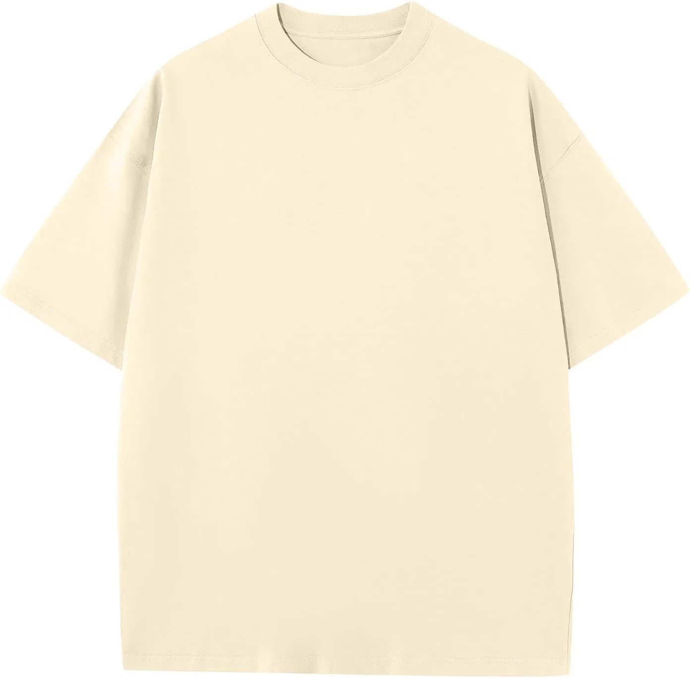 Мужская хлопковая футболка с круглым вырезом, Beige — фото 2