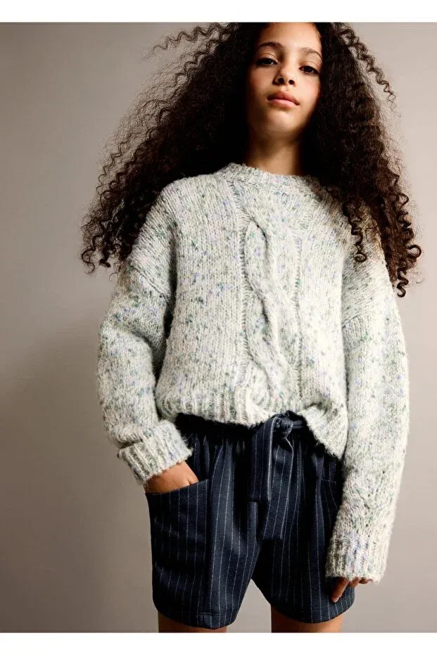 Детские шорты для девочек полосатые Mango Kids, Navy Blue