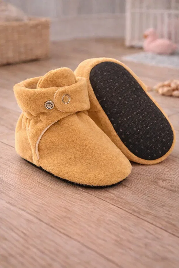 Детские тапочки для новорожденных хлопковые Organic cotton lined Pico Baby, Brown — фото 3