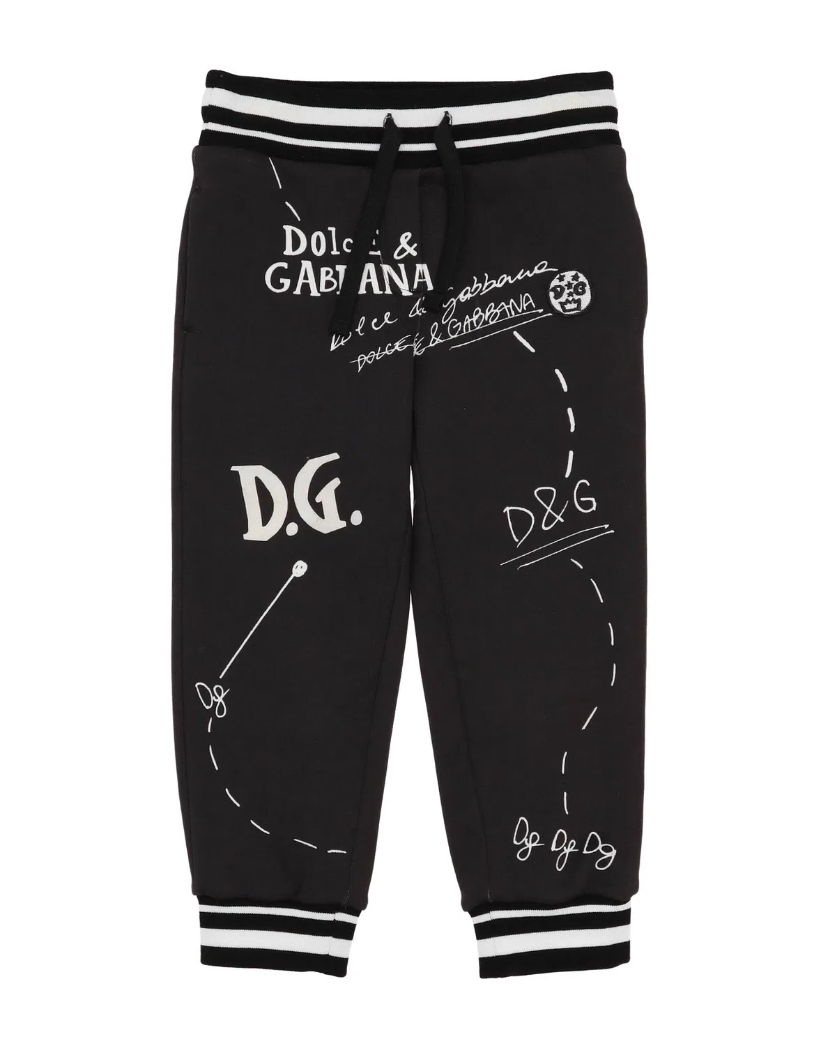 Детские брюки для девочек с принтом Dolce&Gabbana, черный — фото 2