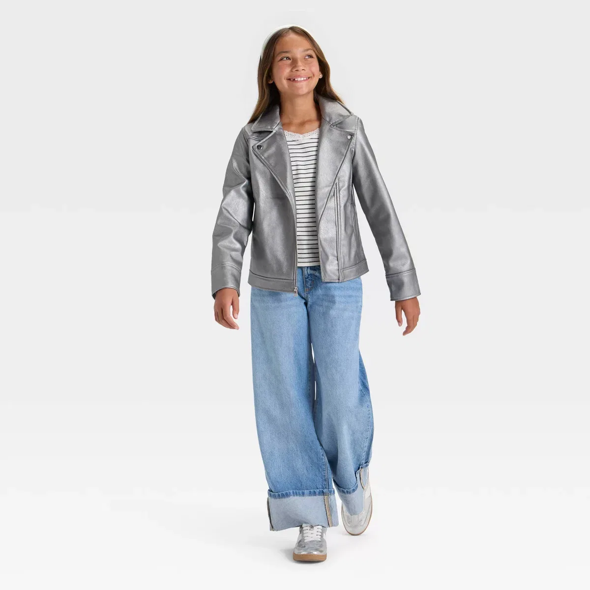 Детская куртка-косуха с принтом art class GIRLS SWIM/OUTERWEAR, Silver — фото 3