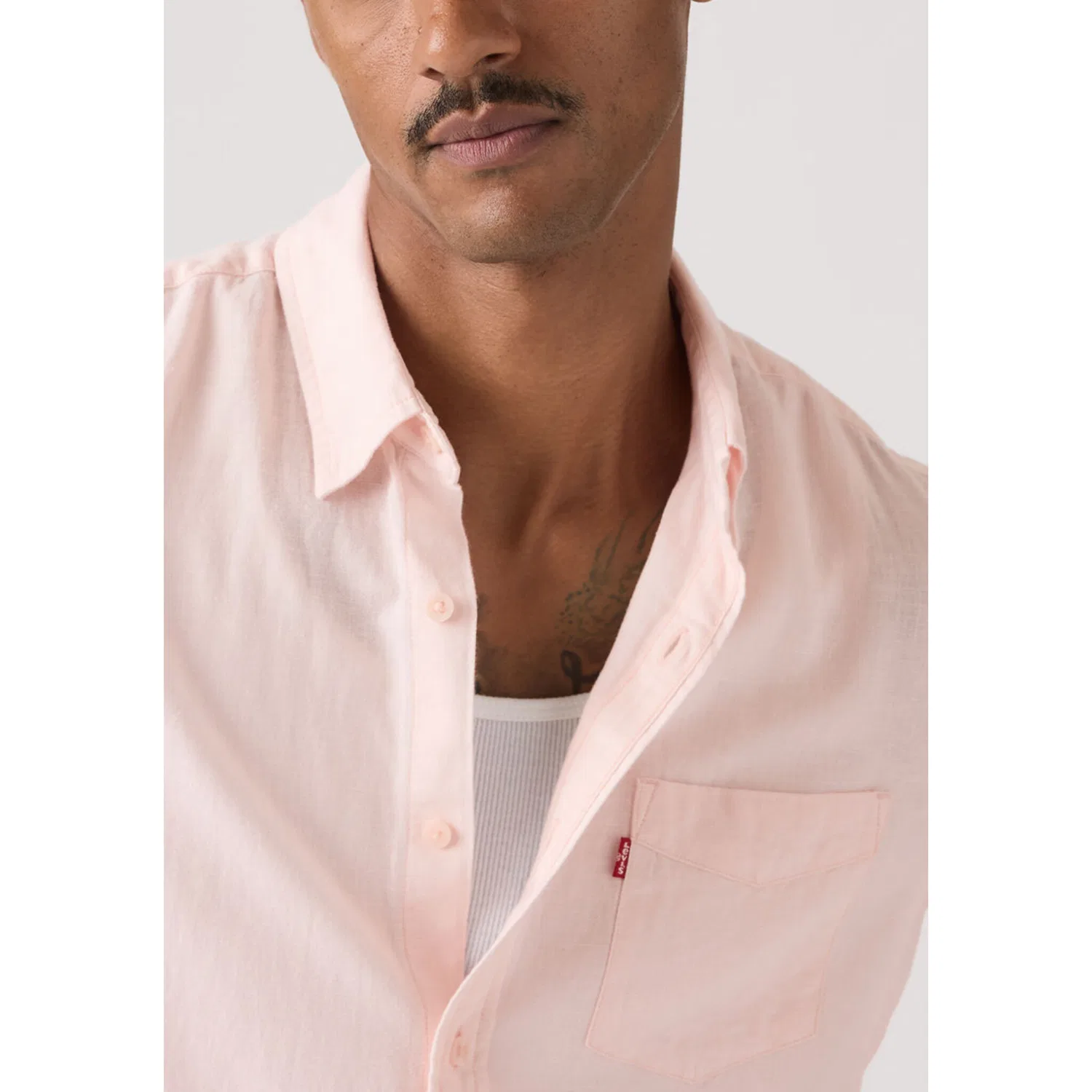 Мужская джинсовая рубашка с длинным рукавом Levi's, Crystal Pink Cotton Linen — фото 4