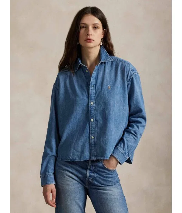 Женская рубашка из денима свободного кроя Polo Ralph Lauren, синий