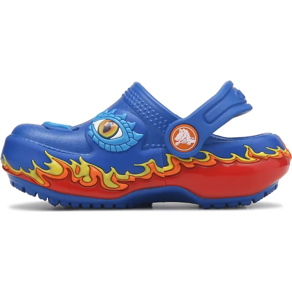 Детские классические светящиеся сабо с графическим рисунком для малышей Crocs, Blue Bolt Dragon — фото 3