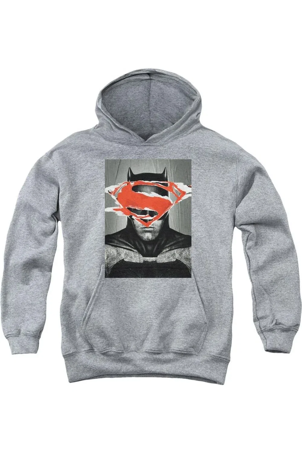 Детское худи для мальчиков с принтом Batman V Superman Batman Poster Gildan, Athletic Heather
