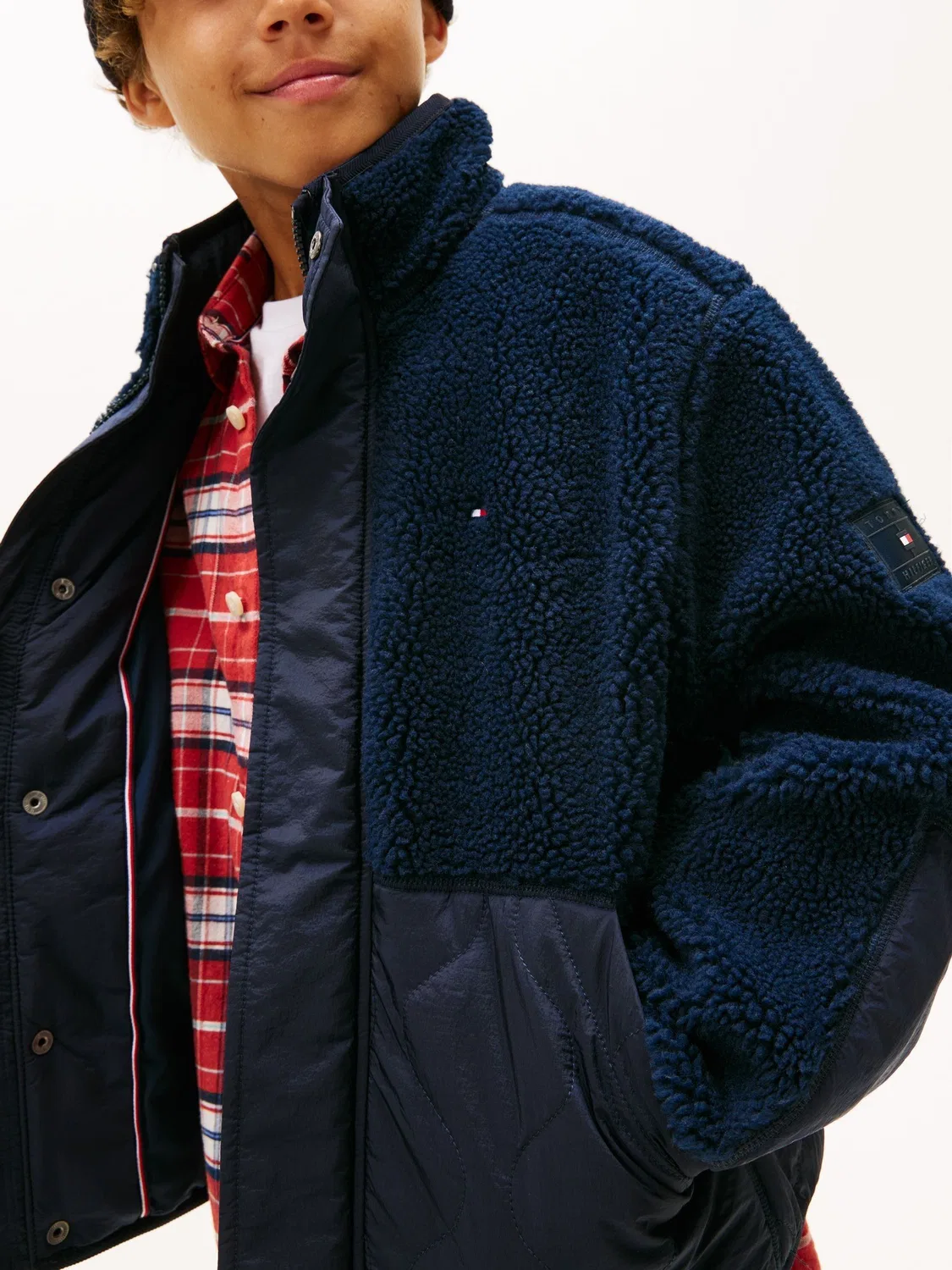 Бомбер из флиса с пуховыми панелями Tommy Hilfiger, синий — фото 4