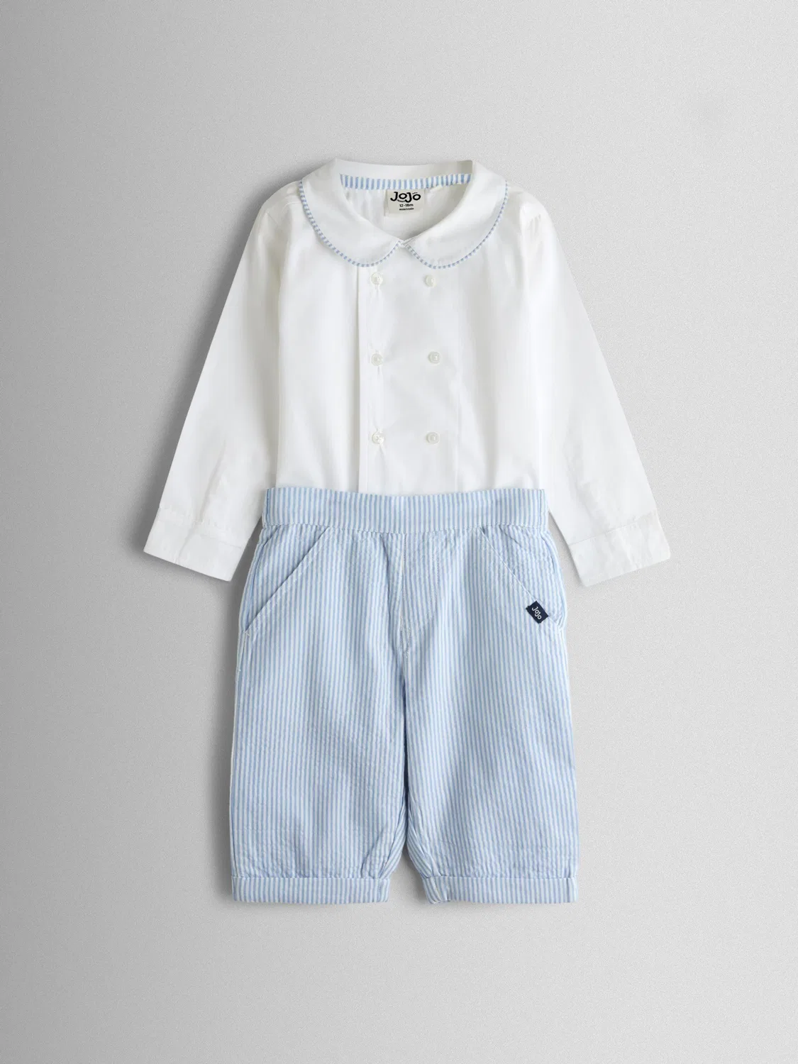 Комплект из двойной рубашки и полосатых шорт, JoJo Maman Bébé, Light Blue — фото 2