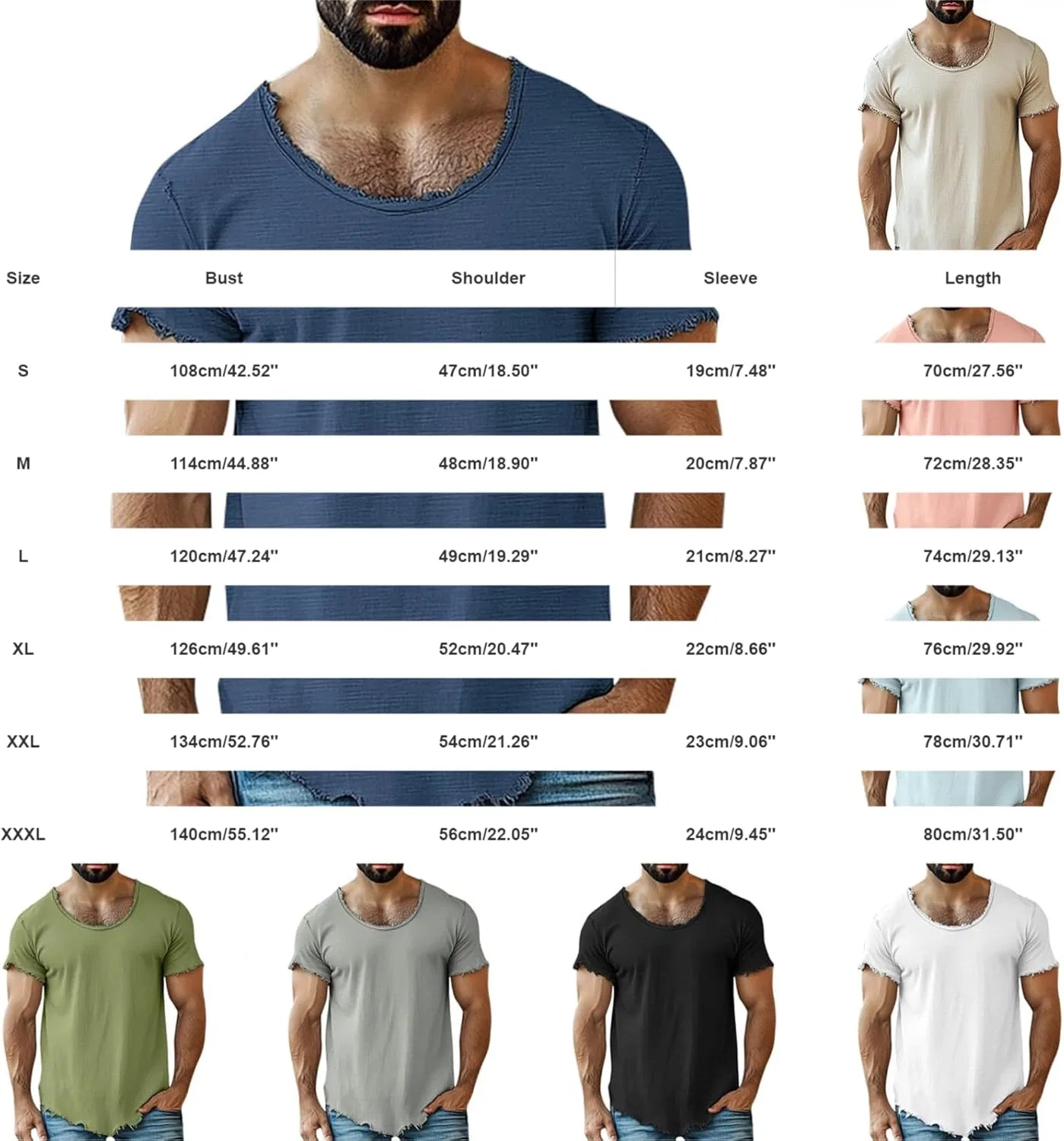 Мужская футболка с коротким рукавом из хлопка и льна Miyaomn, Khaki — фото 3