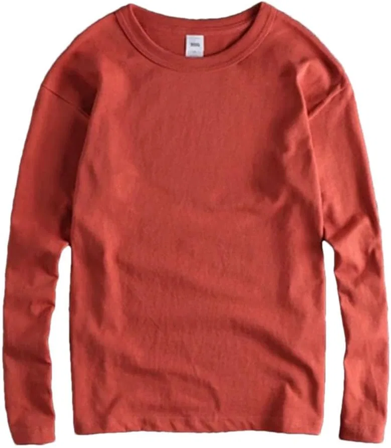 Мужская хлопковая футболка с длинным рукавом, Orange Red