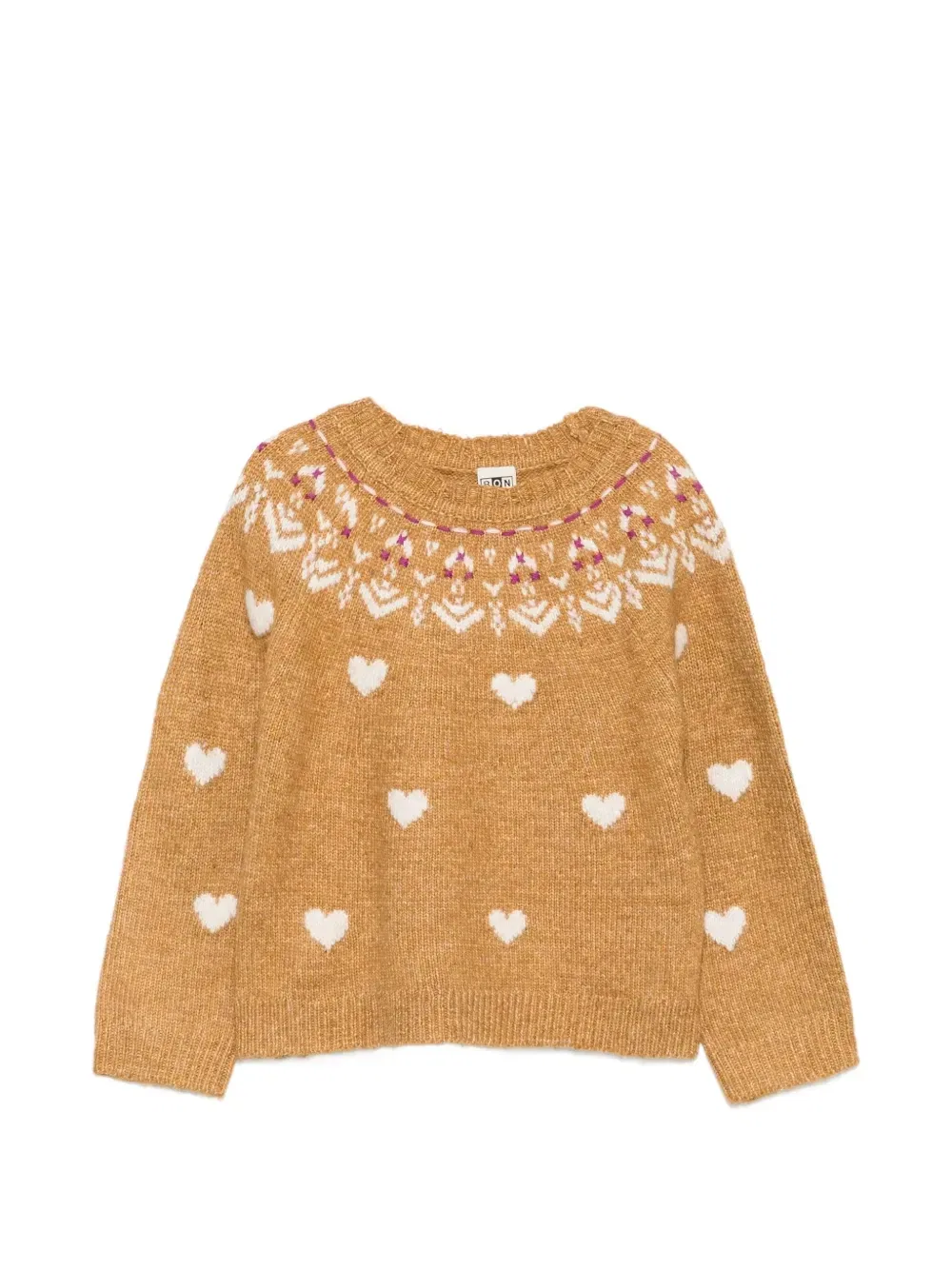 Свитер Fair Isle с жаккардовым узором в виде сердец Bonton, бежевый