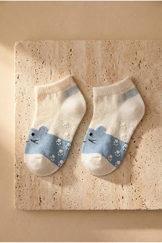 Детские носки для мальчиков с животным принтом Bony Socks, Blue/White — фото 3