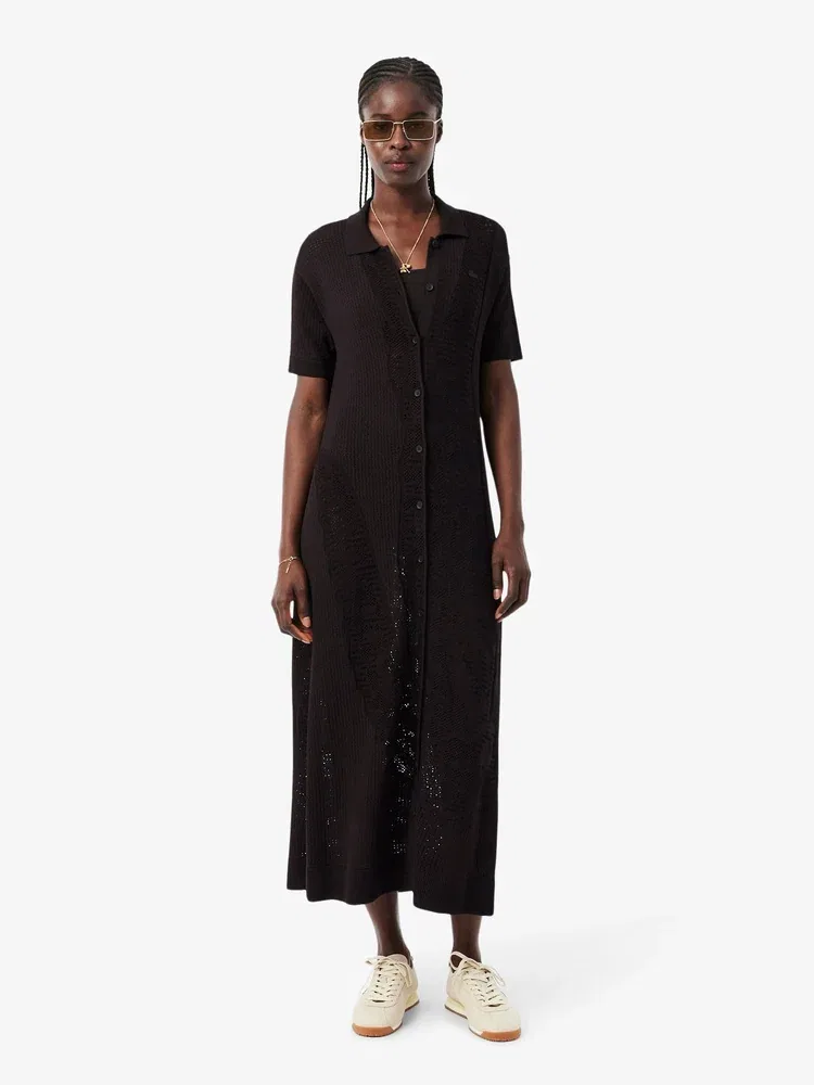 Платье LACOSTE Brown, с коротким рукавом, элегантное