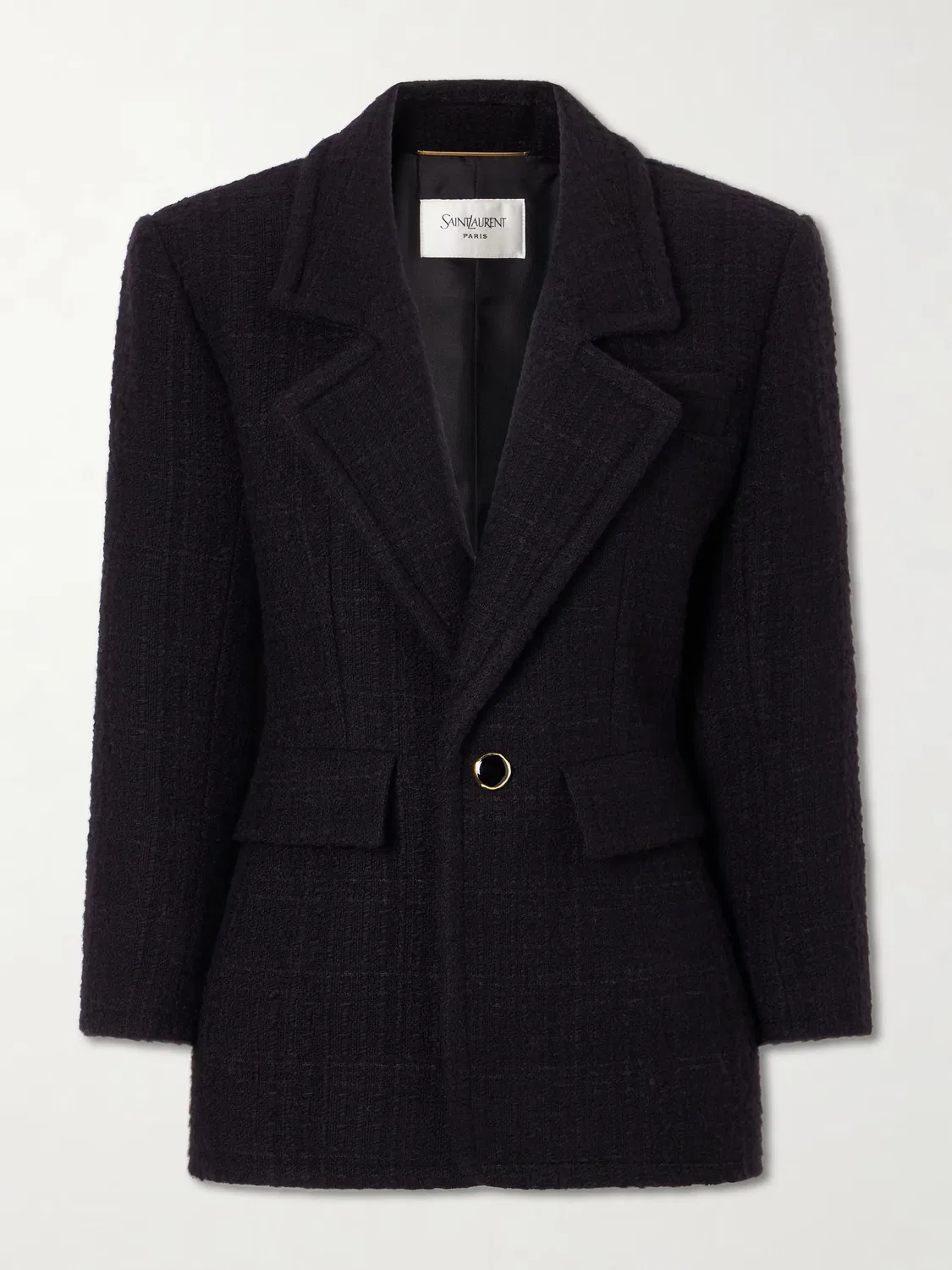 Блейзер из смесовой шерстяной ткани Saint Laurent, черный