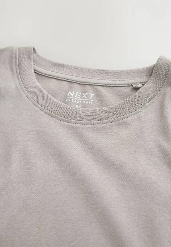 Футболка хлопковая Essential crew neck t-shirt relaxed fit Next, Neutral Flint, нейтральный — фото 2