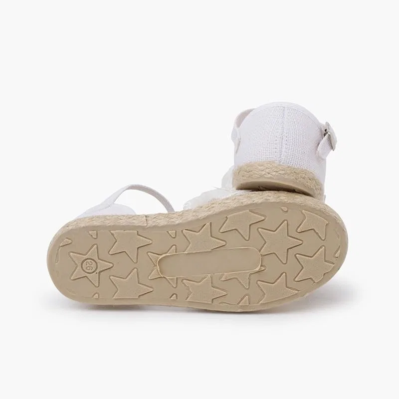 Детские эспадрильи для девочек с кружевом Espadrilles Lace Ceremony Pisamonas, White — фото 3