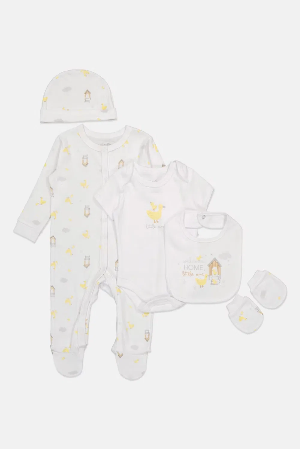 Комплект детской одежды с принтом из 5 предметов Rock-A-Bye Baby Boutique, белый — фото 4