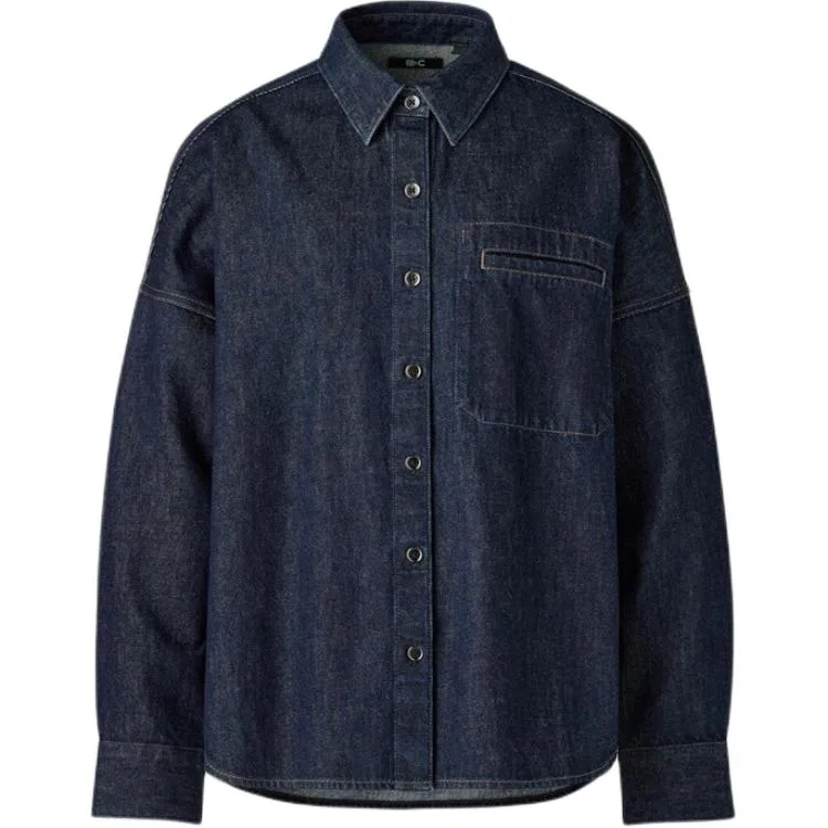 Женская джинсовая куртка с лацканами прямого кроя Navy Blue UNIQLO